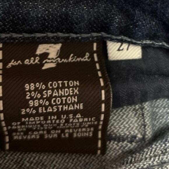 7 For All Mankind Dark Wash Low Rise Frayed Hem Cut Off Denim Jeans Shorts 27 - Picture 5 of 5